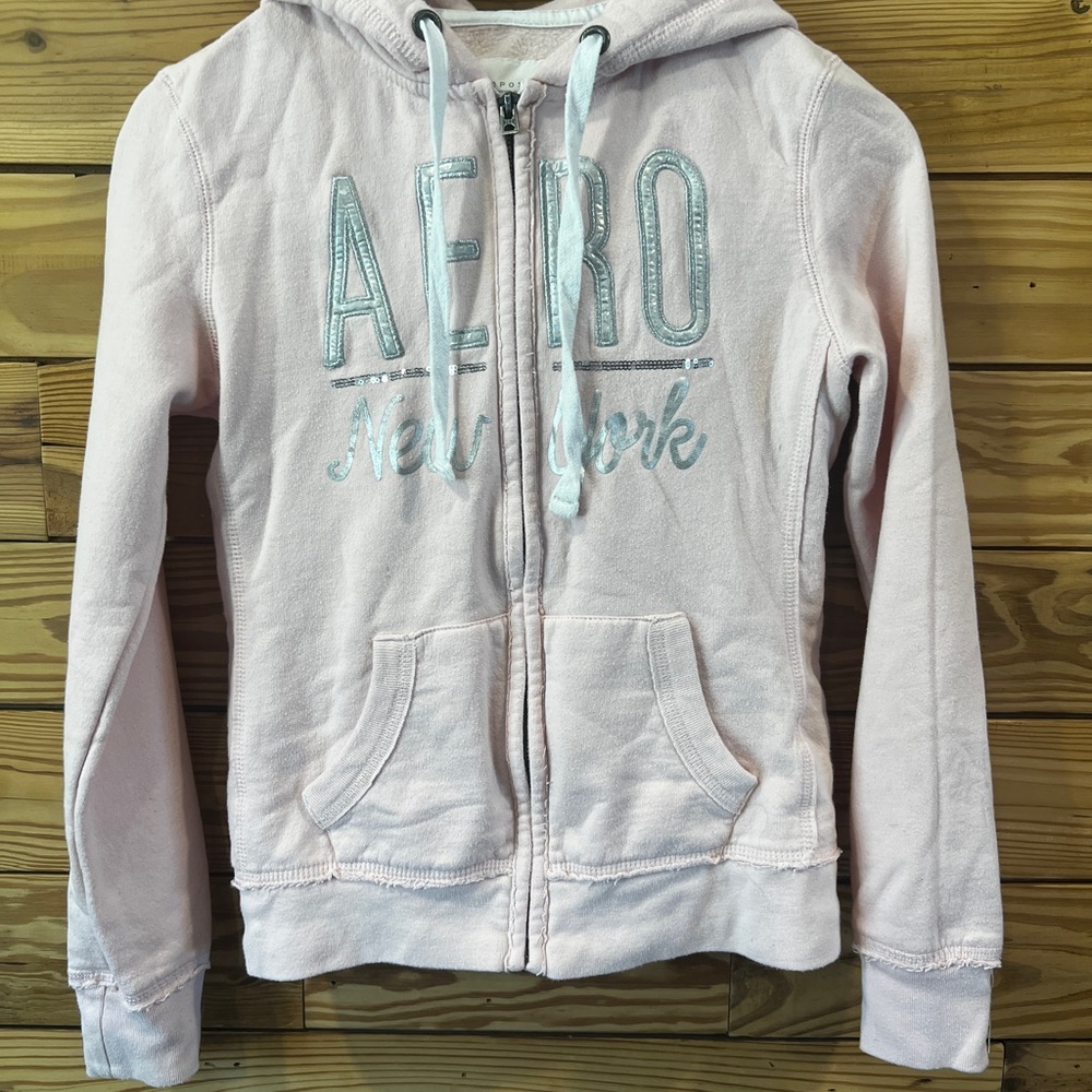 Aeropostale Pink Sweatshirt with Teal AERO Logo